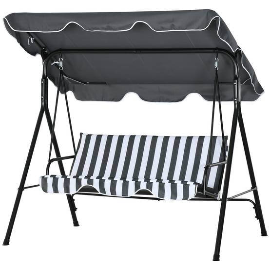 Balancelle de jardin 3 places acier terrasse toit inclinable 172cm gris - ComfortXL Outdoor Living - Image 2
