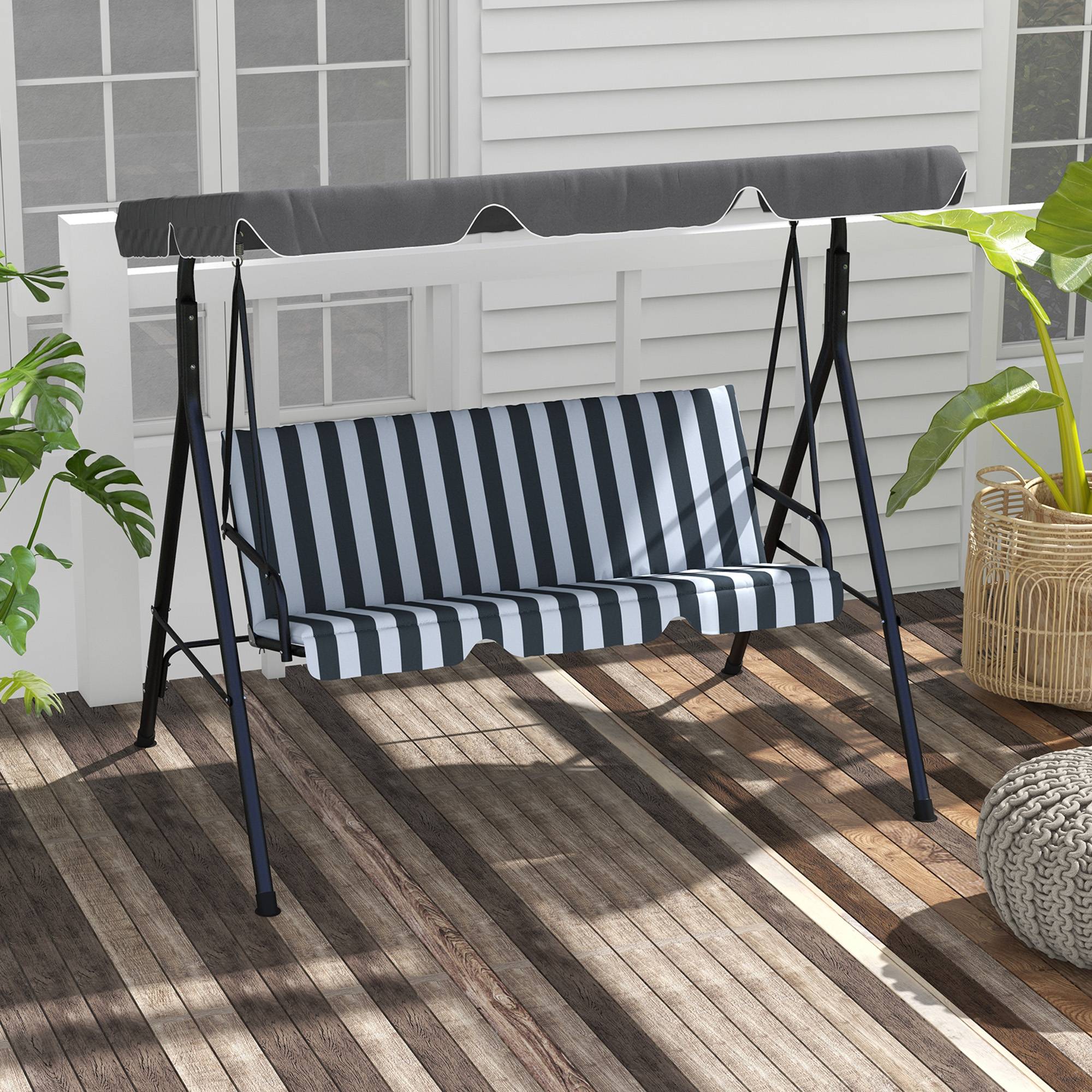 Balancelle de jardin 3 places acier terrasse toit inclinable 172cm gris - ComfortXL Outdoor Living - Image 4