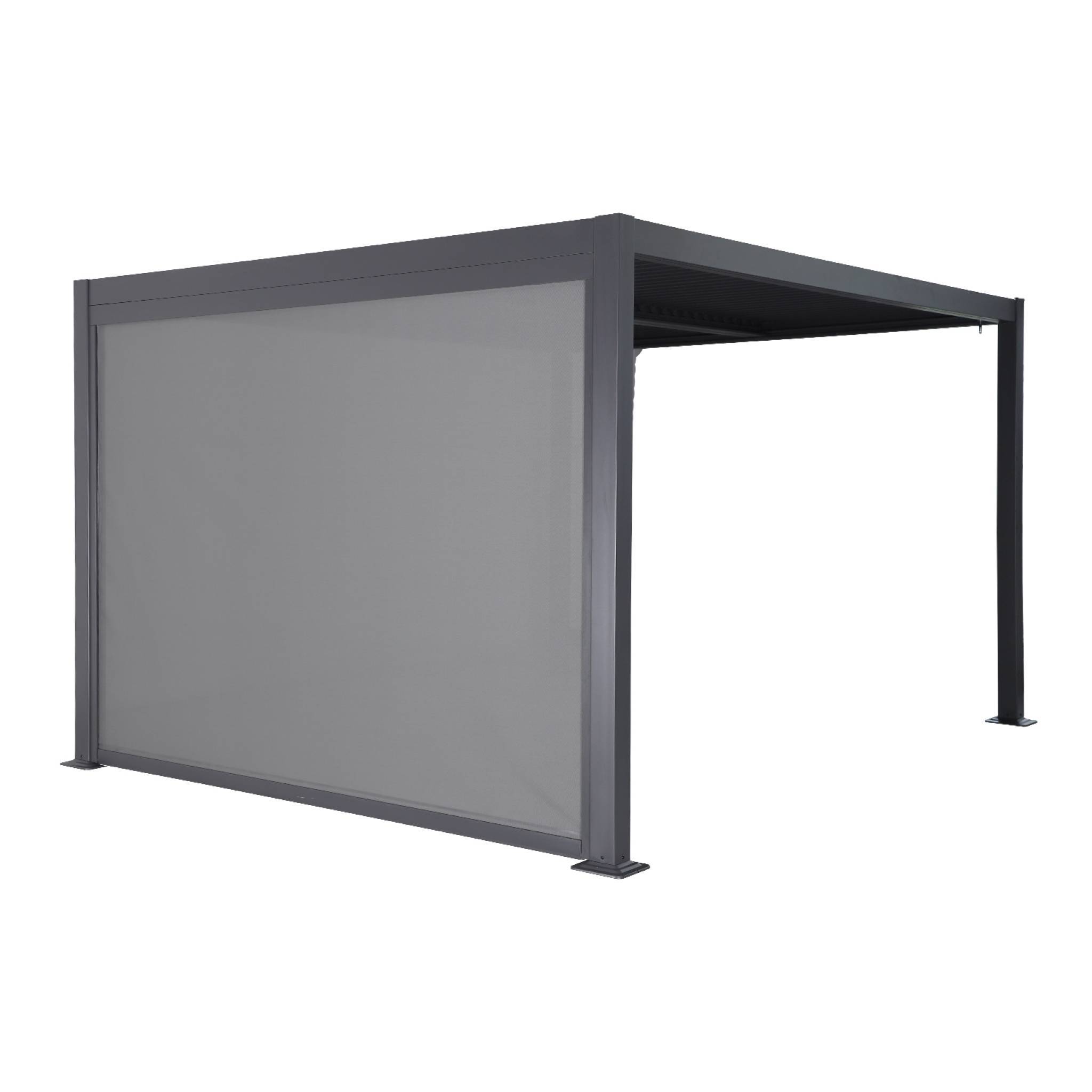 Pergola bioclimatique aluminium et acier 3x3m lames orientables + store 3m PALACE anthracite | sweeek - Image 2