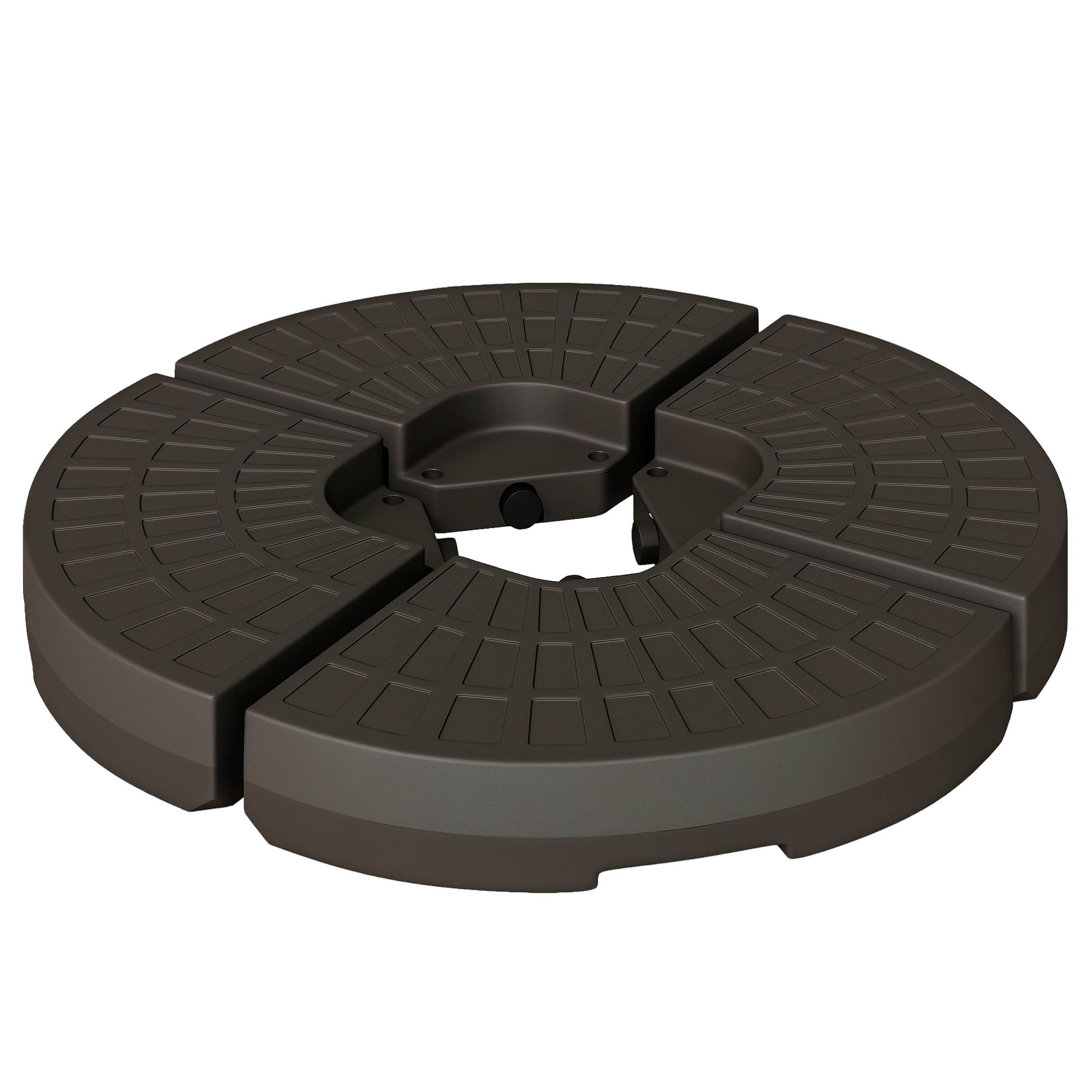 Base parasol en 4 parties, remplissable sable et eau, demontable, jardin patio exterieur 100x100x10,5 cm marron