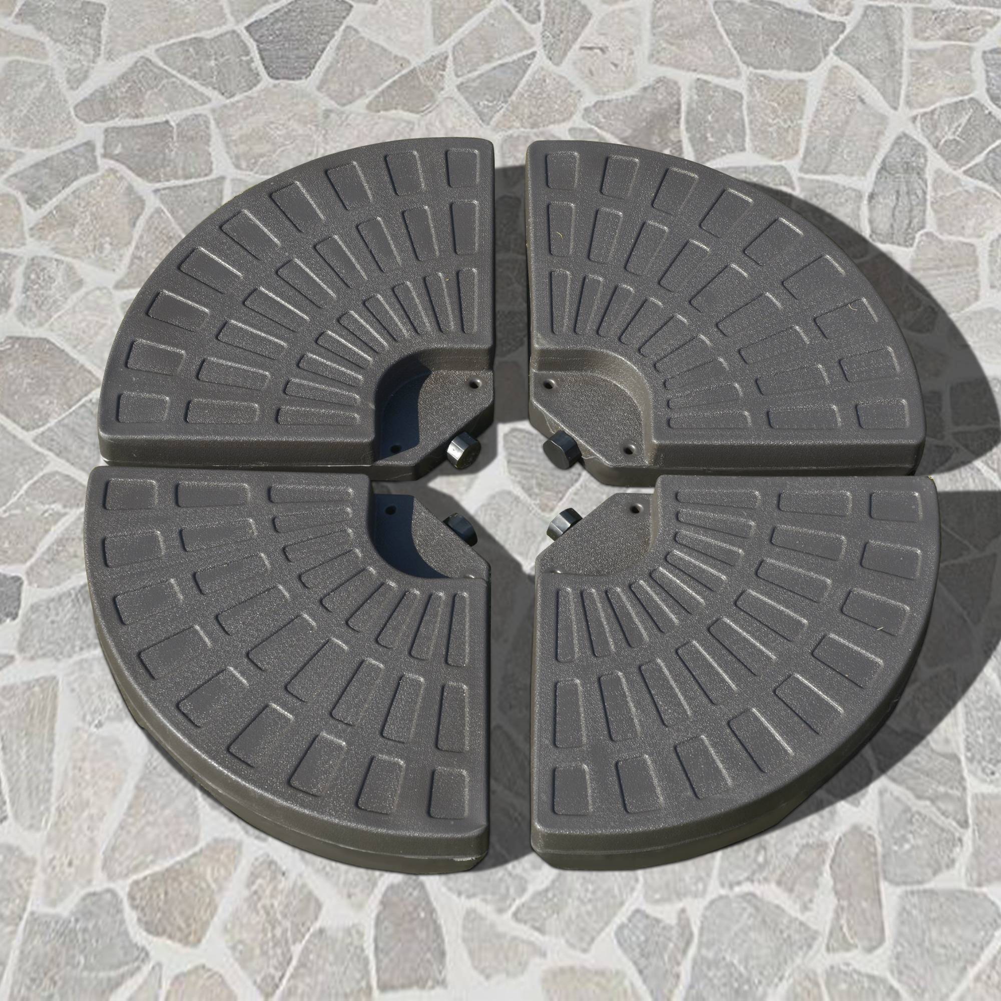 Base parasol en 4 parties, remplissable sable et eau, demontable, jardin patio exterieur 100x100x10,5 cm marron - Image 3