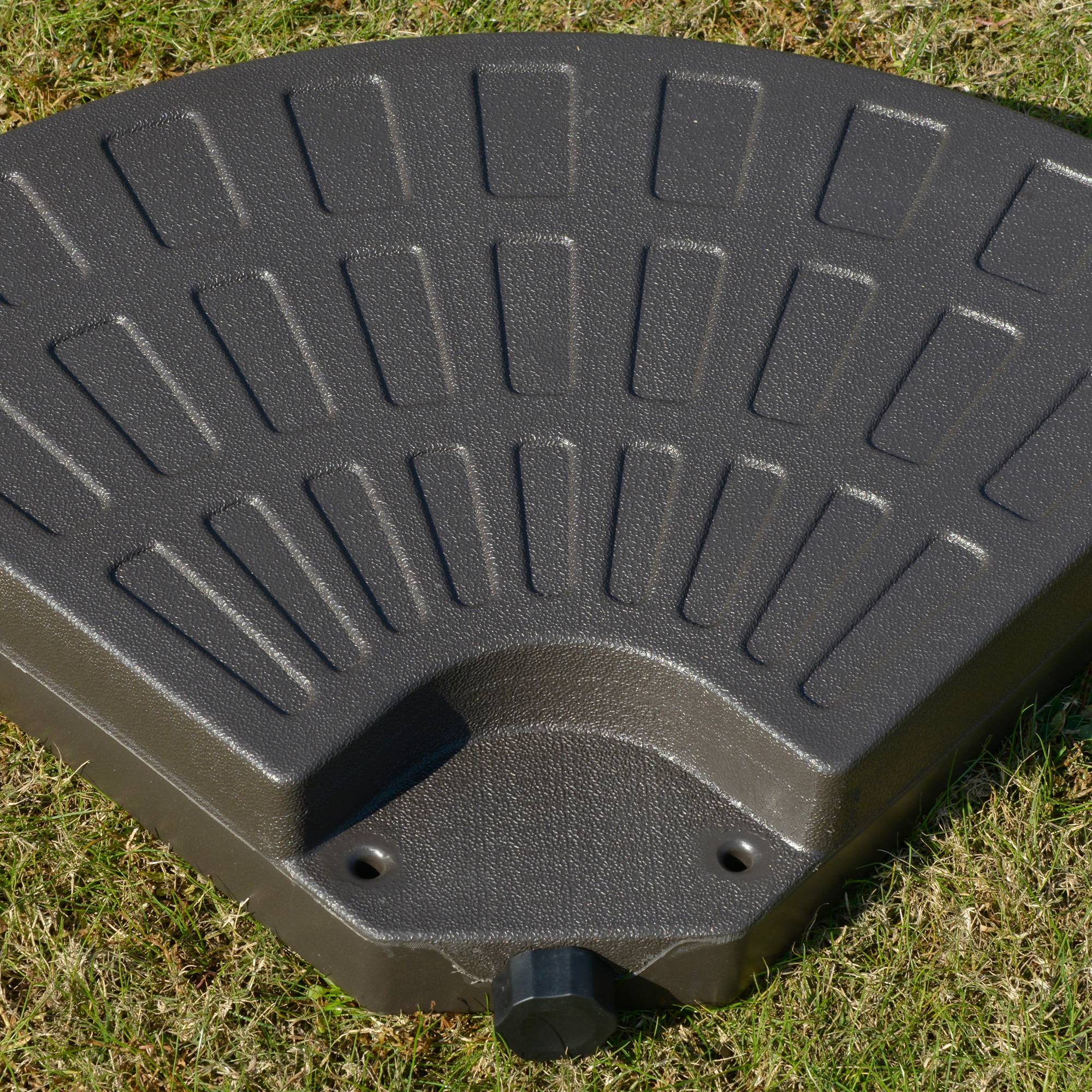 Base parasol en 4 parties, remplissable sable et eau, demontable, jardin patio exterieur 100x100x10,5 cm marron - Image 10