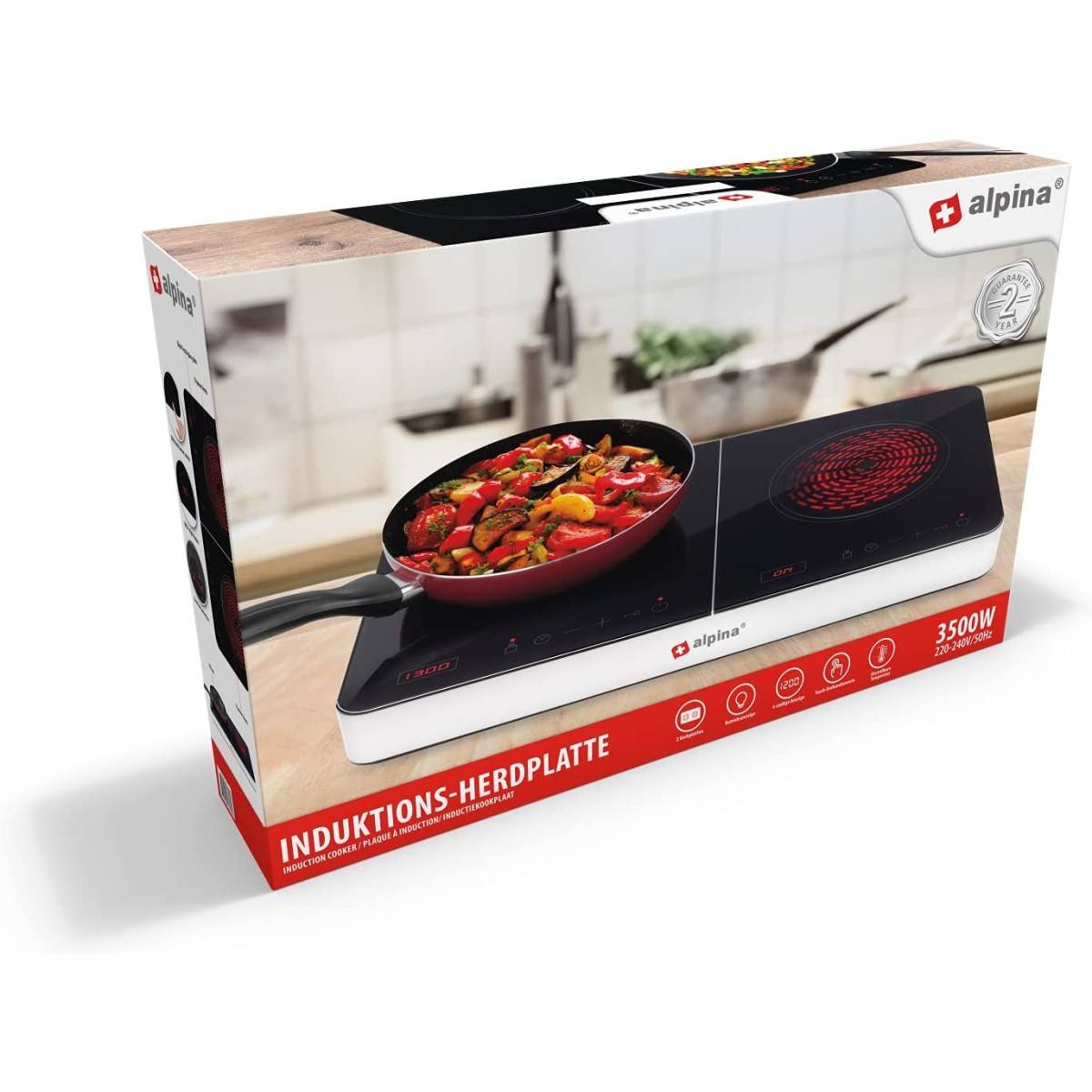 Alpina - Plaque de cuisson Induction 3500W 2 feux Réchaud double Thermostat réglable 60 à 240°C ALPINA - Imagen 9