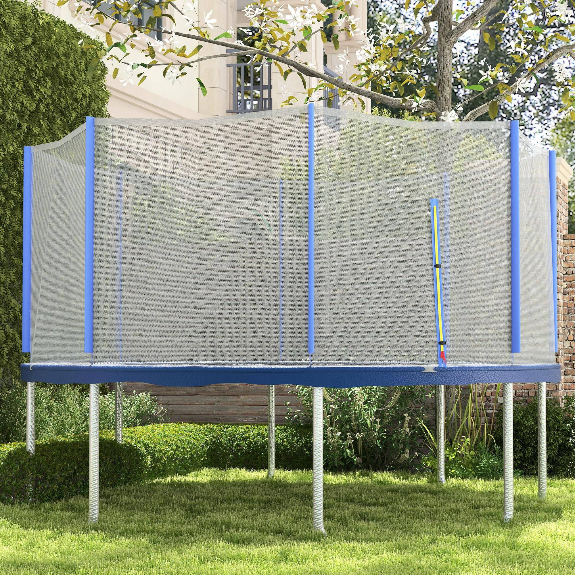 Sportnow - Filet de sécurité trampoline porte zipée Ø 366 cm 8 poteaux bleu noir - SPORTNOW - Imagen 2
