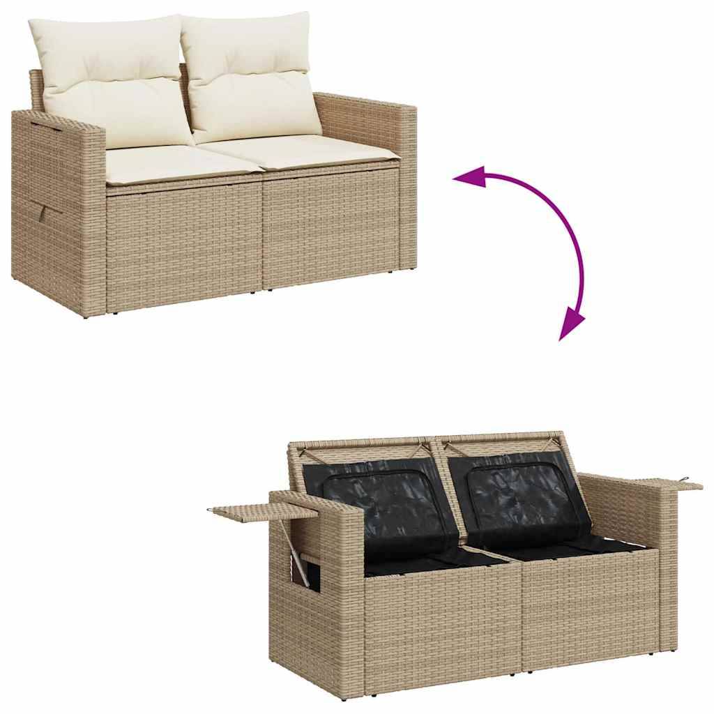 ComfortXL - Salon de jardin 8 places résine tressée avec table d'appoint et rangements Beige – ComfortXL Outdoor Living - Image 10