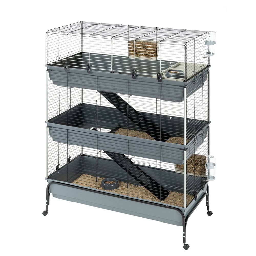 Ferplast - Cage Trois étages pour Lapins RABBIT 120 TRIS, Face avant Ouvrable, Support et Accessoires inclus - Imagen 2