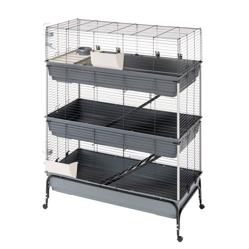 Ferplast - Cage Trois étages pour Lapins RABBIT 120 TRIS, Face avant Ouvrable, Support et Accessoires inclus - Imagen 4