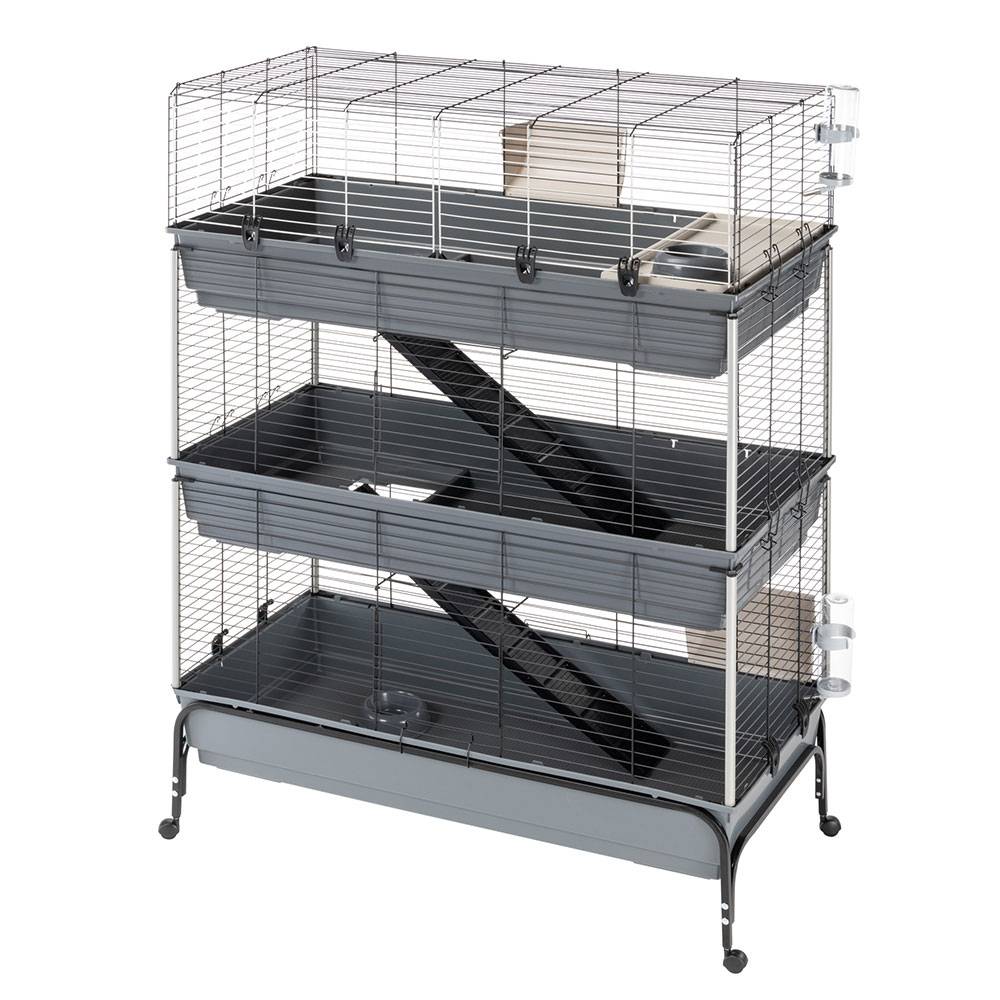 Ferplast - Cage Trois étages pour Lapins RABBIT 120 TRIS, Face avant Ouvrable, Support et Accessoires inclus - Imagen 1