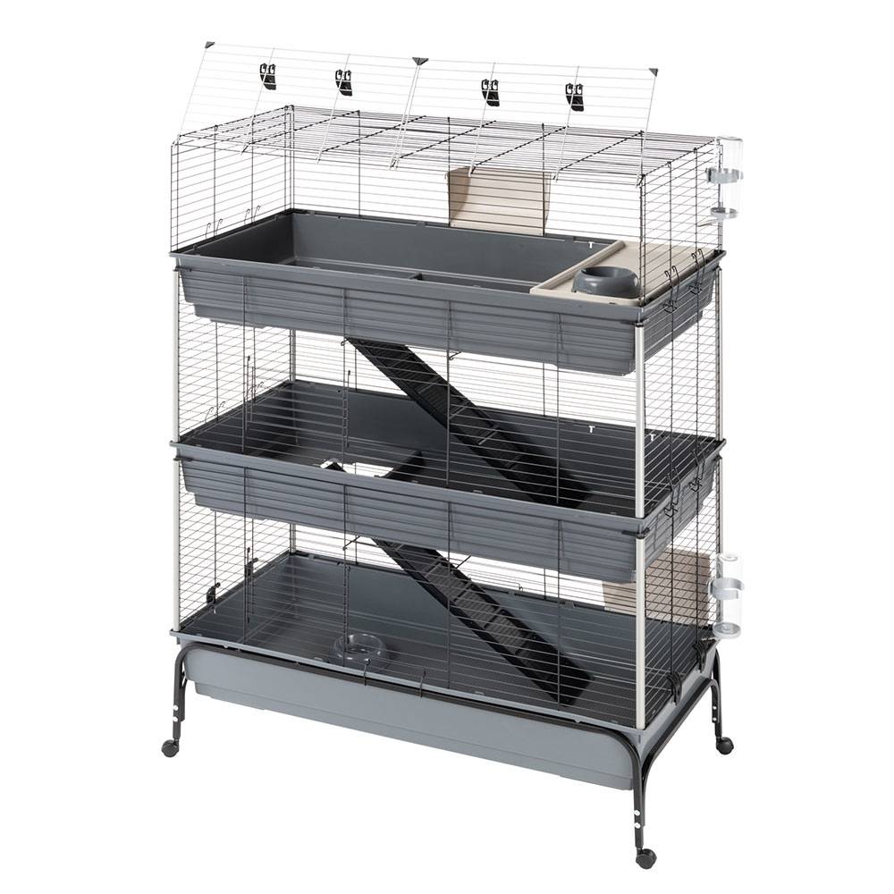 Ferplast - Cage Trois étages pour Lapins RABBIT 120 TRIS, Face avant Ouvrable, Support et Accessoires inclus - Imagen 3