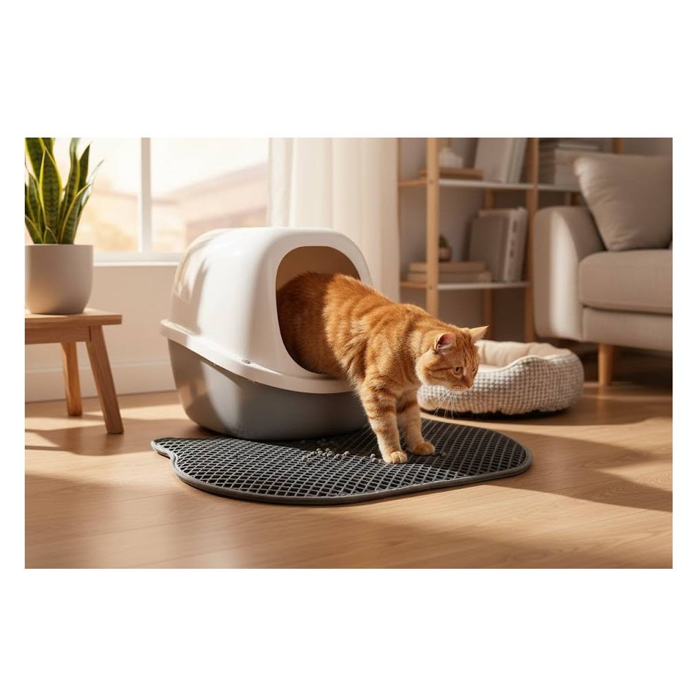 Tapis de litière pour chat 40 x 50 cm Tete de chat gris - Image 3