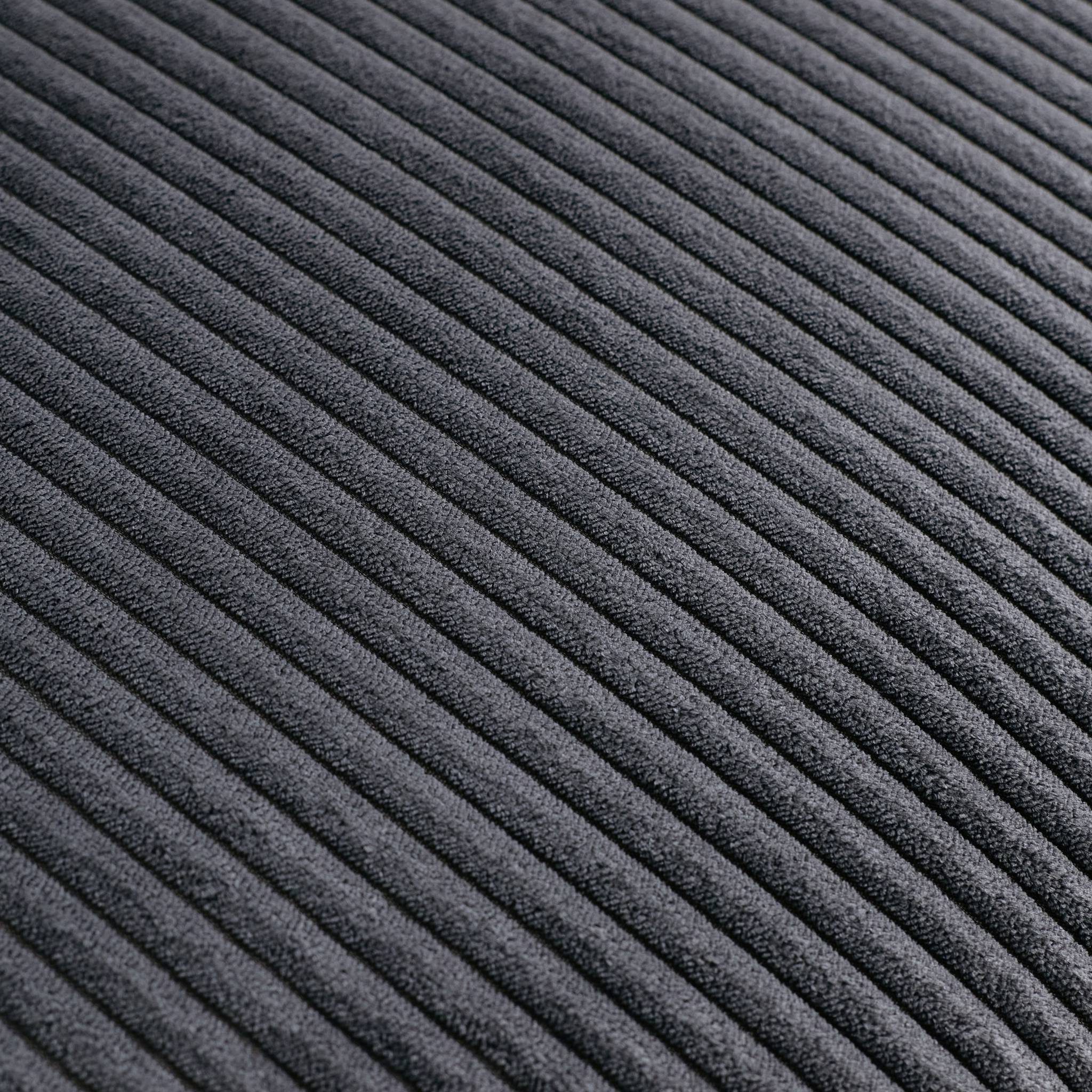Canapé convertible design en velours côtelé gris foncé - Oskar - 3 places scandinave droit avec pieds métal chromé | sweeek - Image 6
