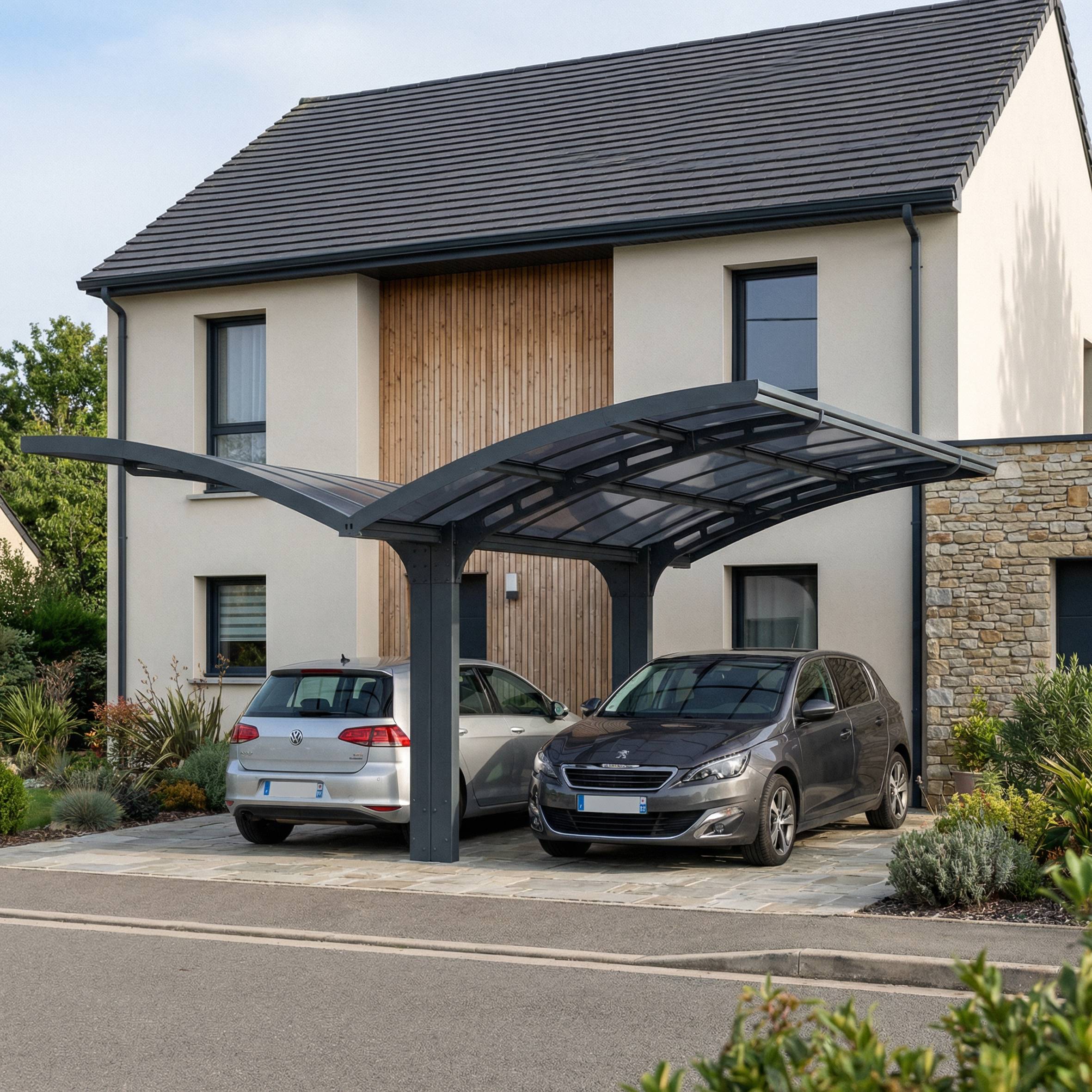 Canopia - Canopia Carport Double Arizona Breeze 4,95 x 5,78 m Gris - Imagen 3
