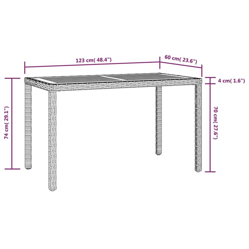 PANGIVO - Table de jardin Bois d'acacia Noir et Marron 123 x 60 x 74 cm - PANGIVO - Image 5