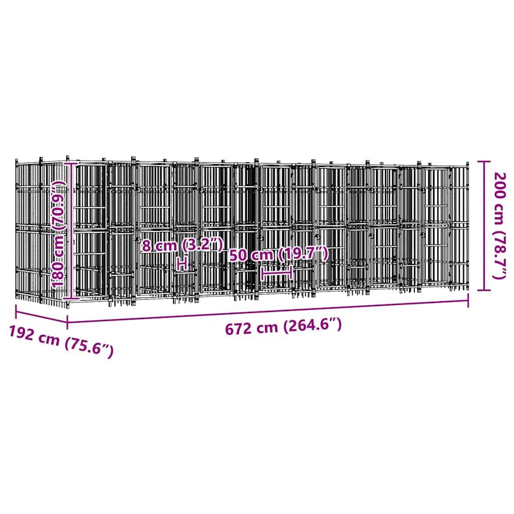 Vidaxl - Chenil d'extérieur pour chiens Acier 12,9 m² vidaXL 3097942 - Imagen 3