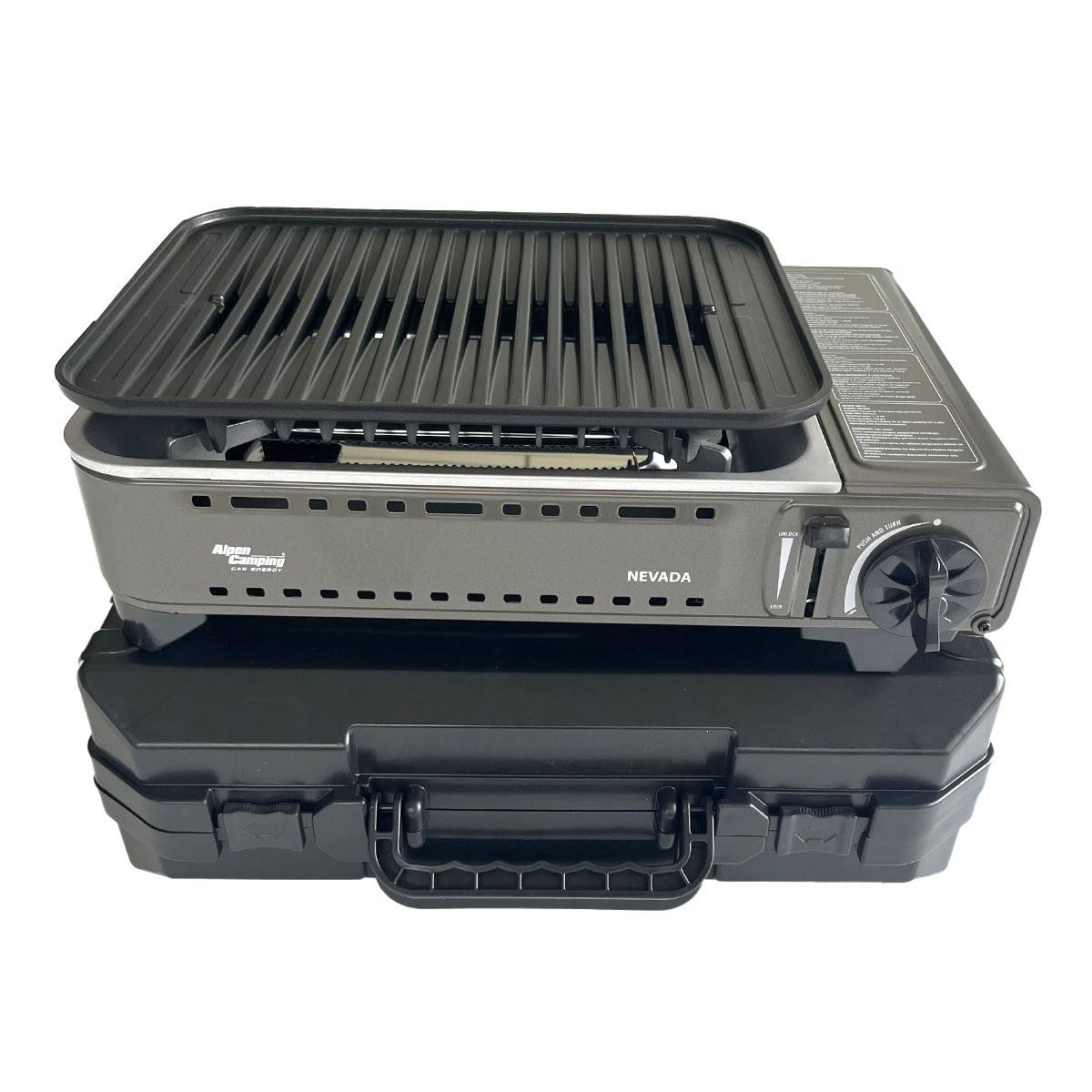 Barbecue à gaz Portable Réchaud Grill 1780W Butane Allumage Piezo + Mallette Camping ALPEN - Image 1