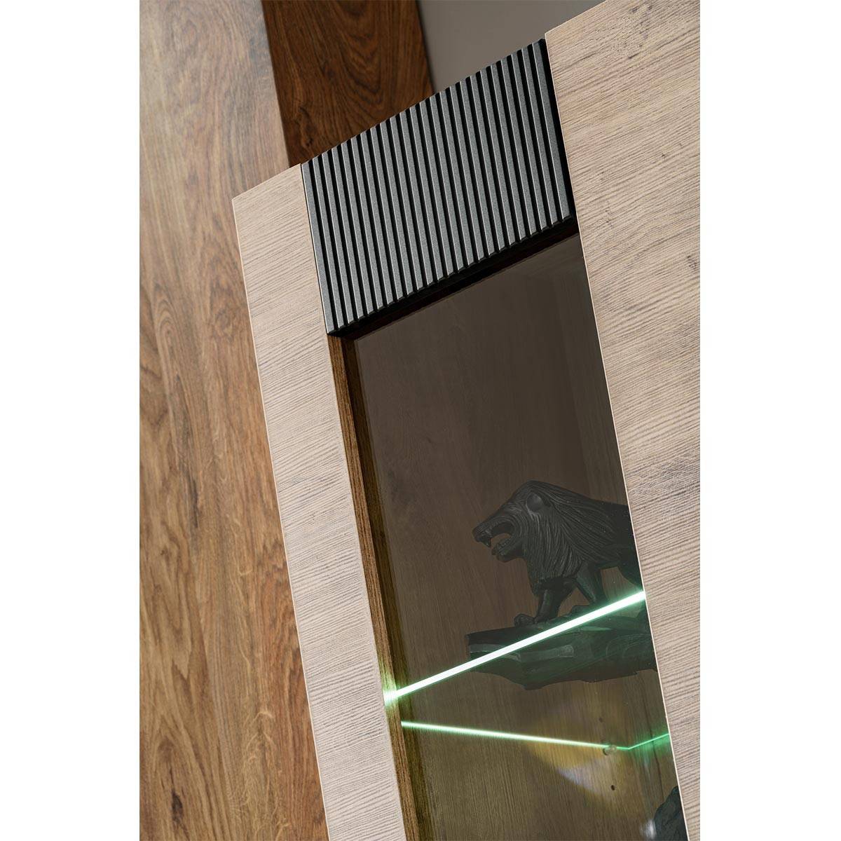 Meuble de Rangement Haut Rainuré "Aron" 192cm Naturel & Noir - Image 8