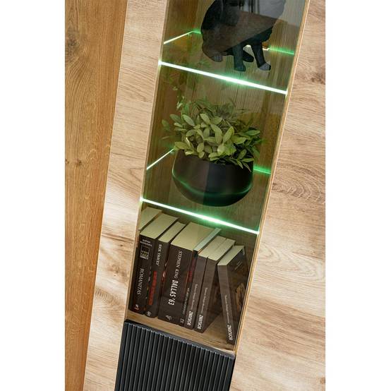 Meuble de Rangement Haut Rainuré "Aron" 192cm Naturel & Noir - Image 7