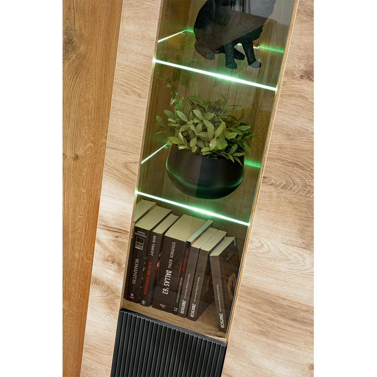 Meuble de Rangement Haut Rainuré "Aron" 192cm Naturel & Noir - Image 7