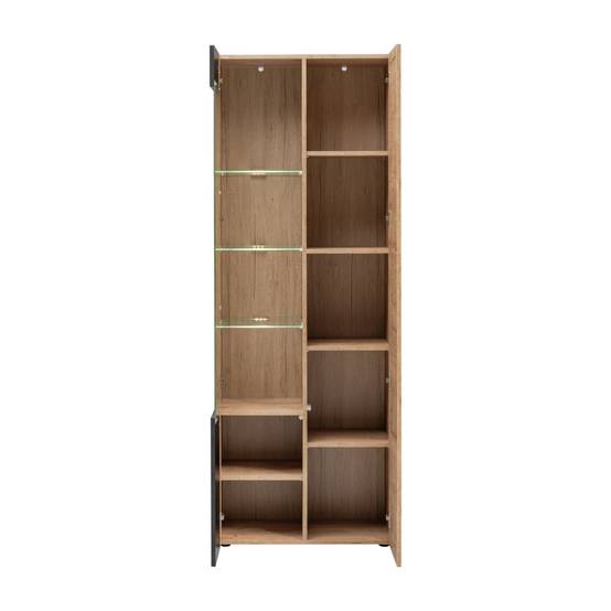 Meuble de Rangement Haut Rainuré "Aron" 192cm Naturel & Noir - Image 2