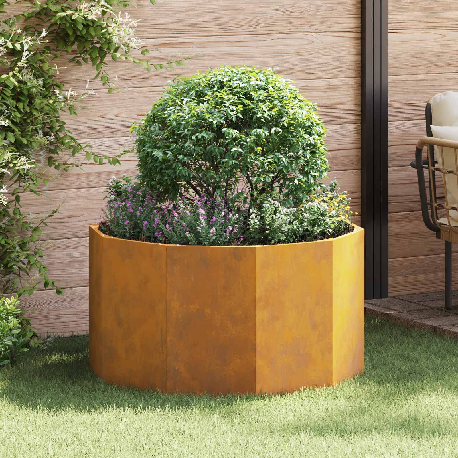 Jardinière acier rouillé 90 x 90 x 50 cm - PANGIVO - Image 1