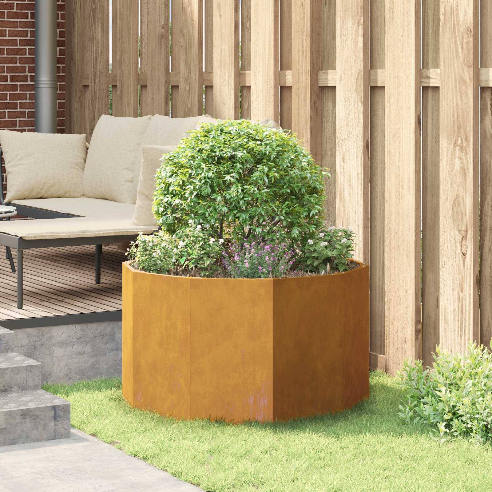 Jardinière acier rouillé 90 x 90 x 50 cm - PANGIVO - Image 4