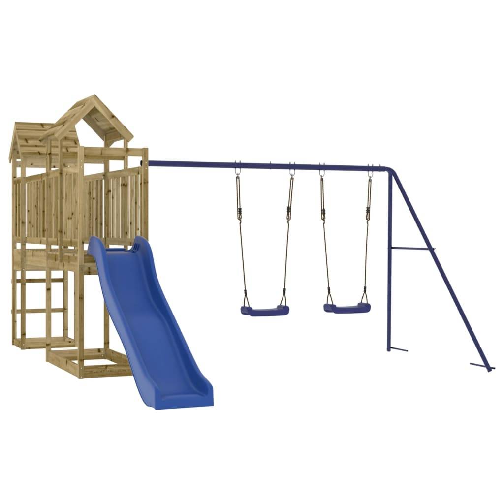 Helloshop26 - Aire de jeux d'extérieur balançoires toboggan portiques robuste jeux jardin 314 x 460 x 214 cm bois de pin imprégné - Imagen 2