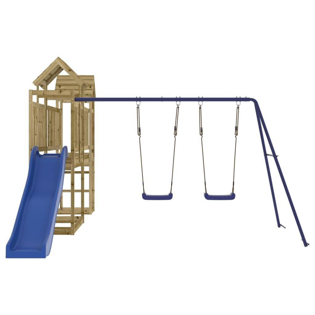 Helloshop26 - Aire de jeux d'extérieur balançoires toboggan portiques robuste jeux jardin 314 x 460 x 214 cm bois de pin imprégné - Imagen 3