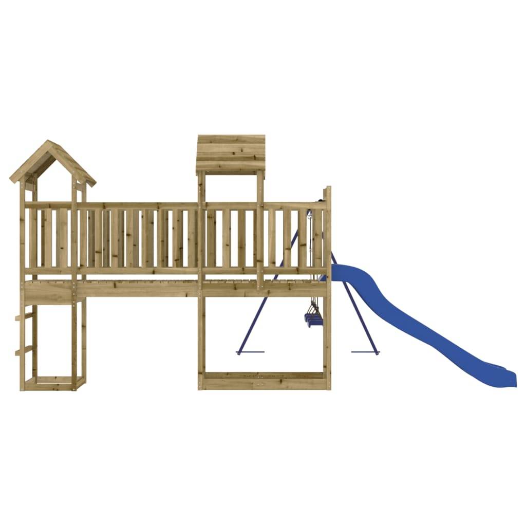 Helloshop26 - Aire de jeux d'extérieur balançoires toboggan portiques robuste jeux jardin 314 x 460 x 214 cm bois de pin imprégné - Imagen 4