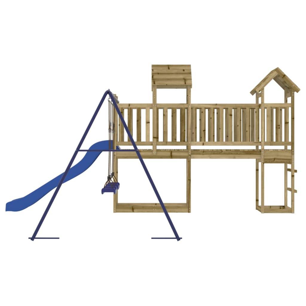 Helloshop26 - Aire de jeux d'extérieur balançoires toboggan portiques robuste jeux jardin 314 x 460 x 214 cm bois de pin imprégné - Imagen 5