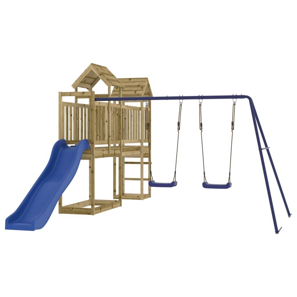 Helloshop26 - Aire de jeux d'extérieur balançoires toboggan portiques robuste jeux jardin 314 x 460 x 214 cm bois de pin imprégné - Imagen 1