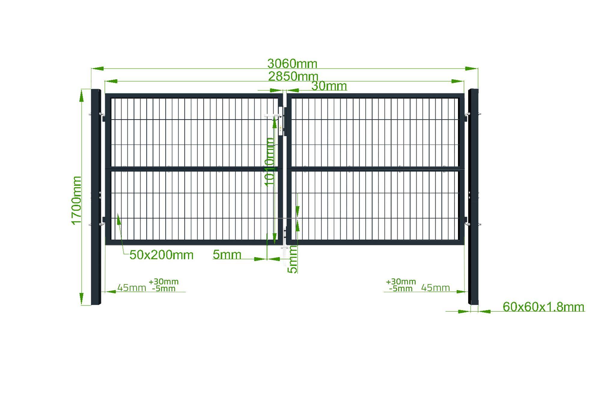 Portail battant grillagé 3 m RAZO H.120 cm Gris - Image 4