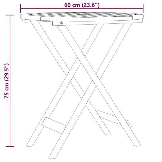 Table de Jardin Ronde Pliable Ø60 cm en Bois d'Eucalyptus Massif avec Trou de Parasol – ComfortXL Outdoor Living - Image 6