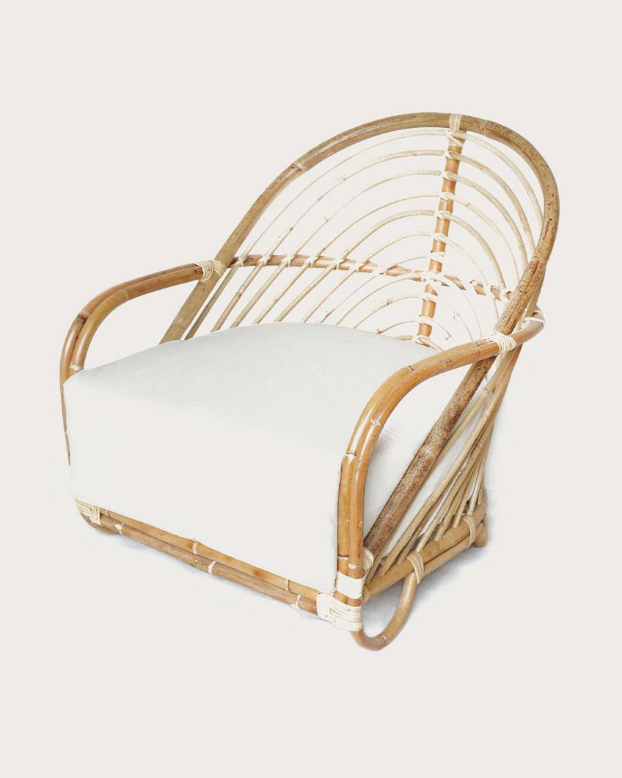 Gaia - Fauteuil en rotin tressé et coussin Blanc - UNIQKA - Imagen 1