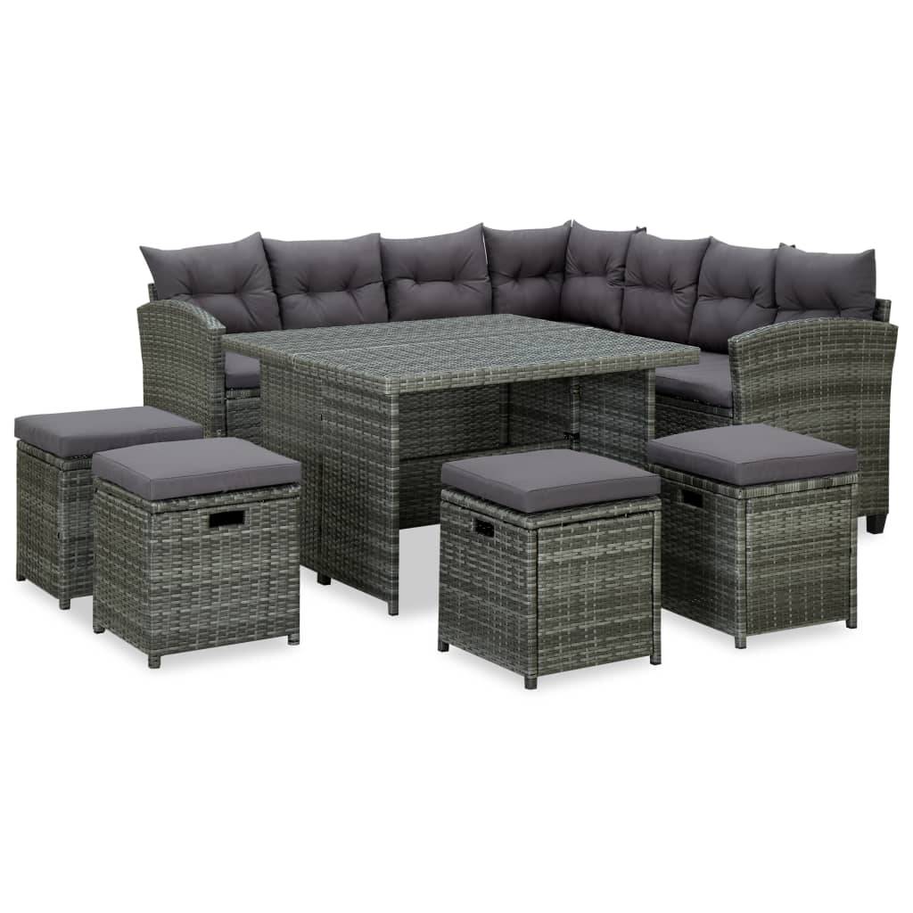 Vidaxl - Salon de jardin 6 pcs avec coussins résine tressée gris vidaXL 315231 - Image 1