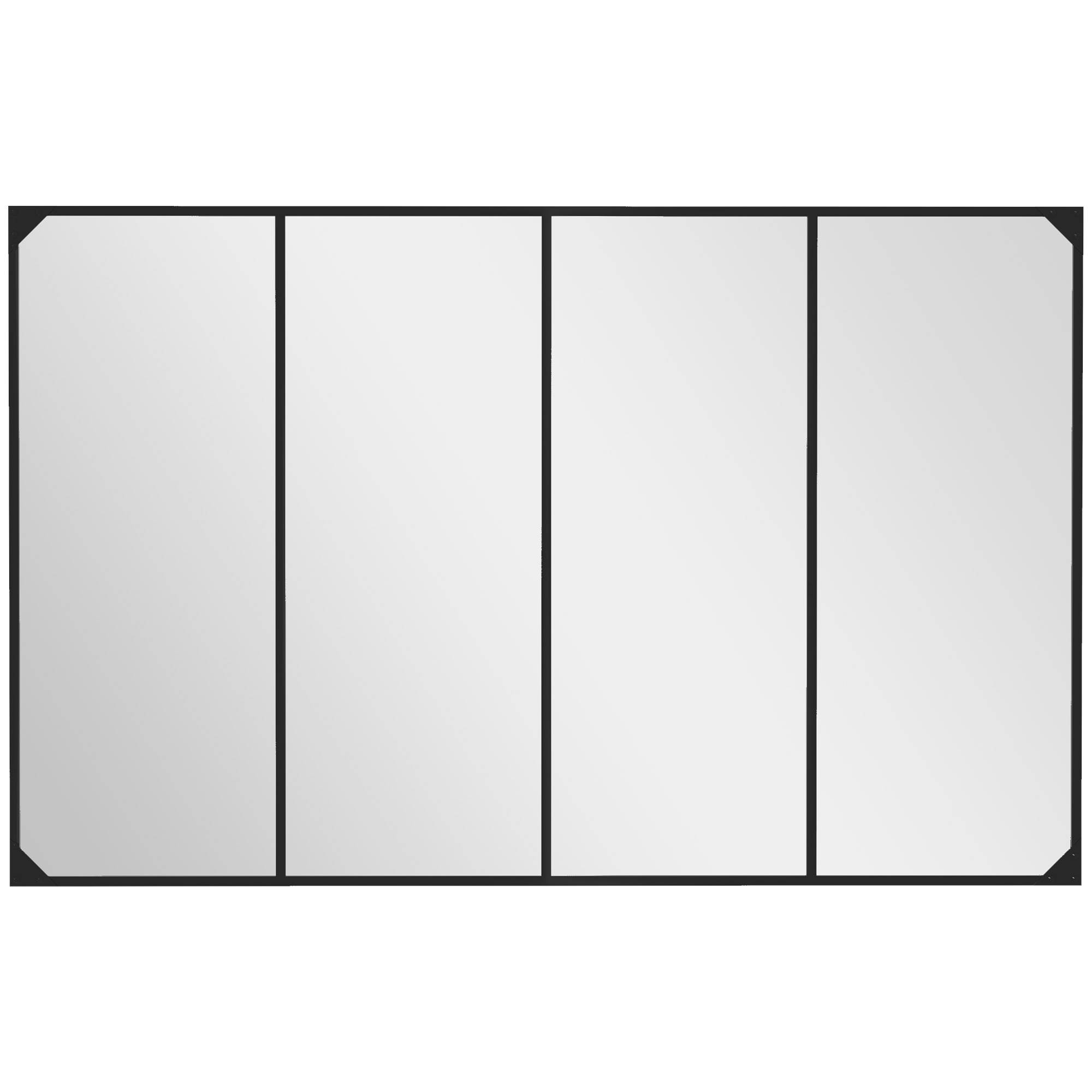 Sans Marque - Miroir mural verrière rectangulaire style industriel horizontal vertical 4 crochets métal noir 109x69 cm - Image 2