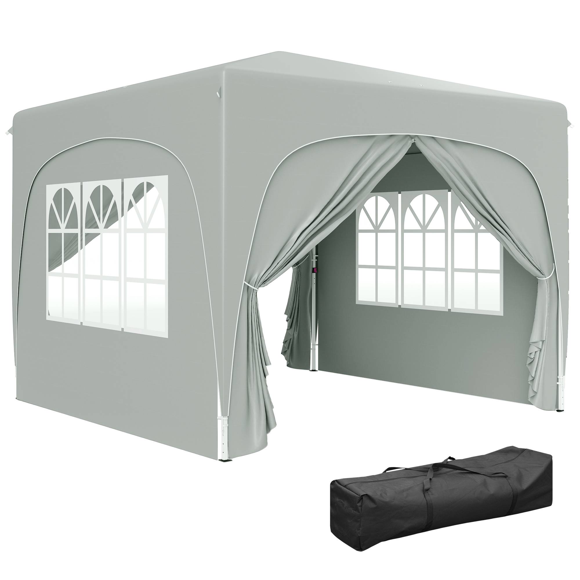 Tonnelle pliante en métal pour festivités abri pop-up avec parois réglable 3x3m Gris clair - ComfortXL Outdoor Living