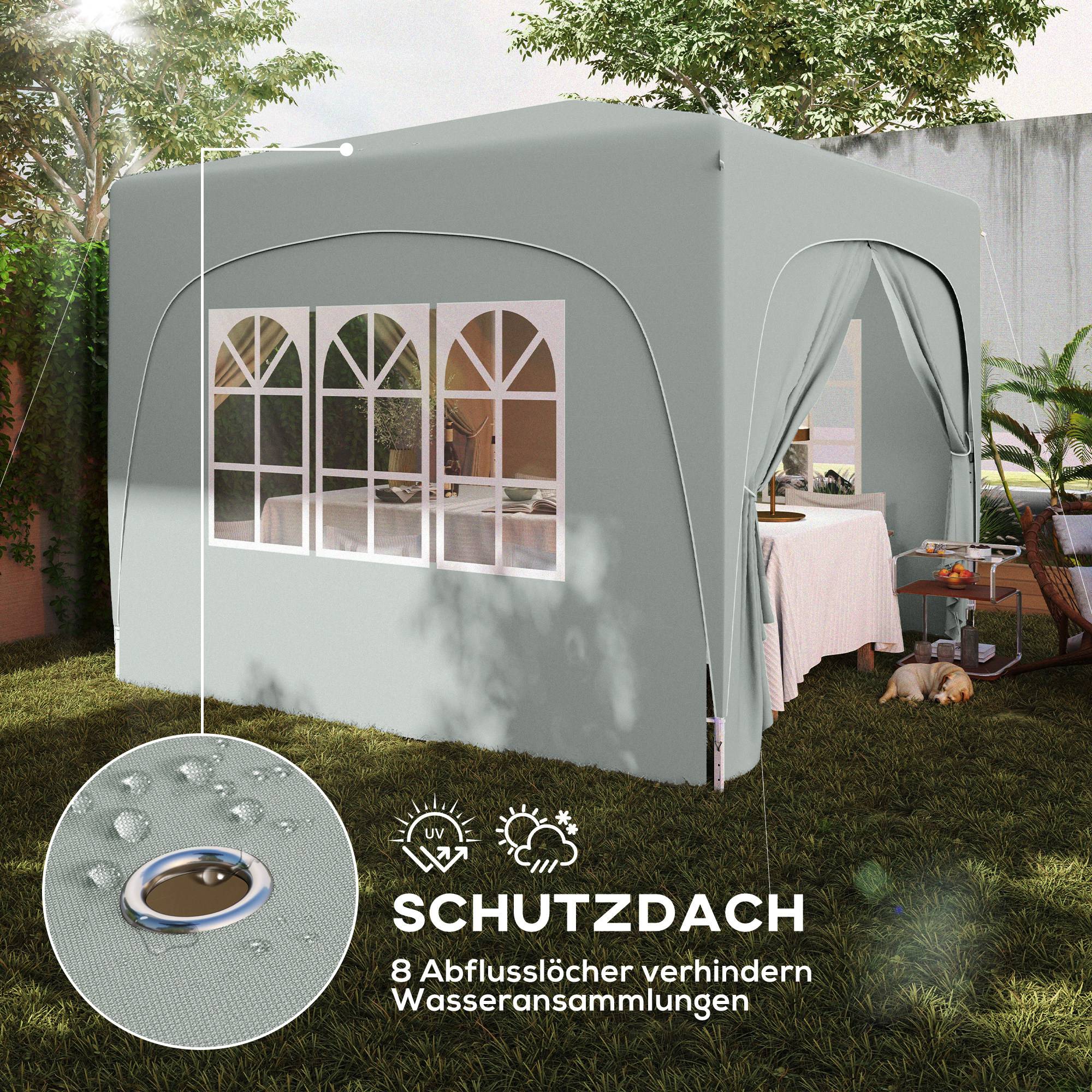 Tonnelle pliante en métal pour festivités abri pop-up avec parois réglable 3x3m Gris clair - ComfortXL Outdoor Living - Image 8