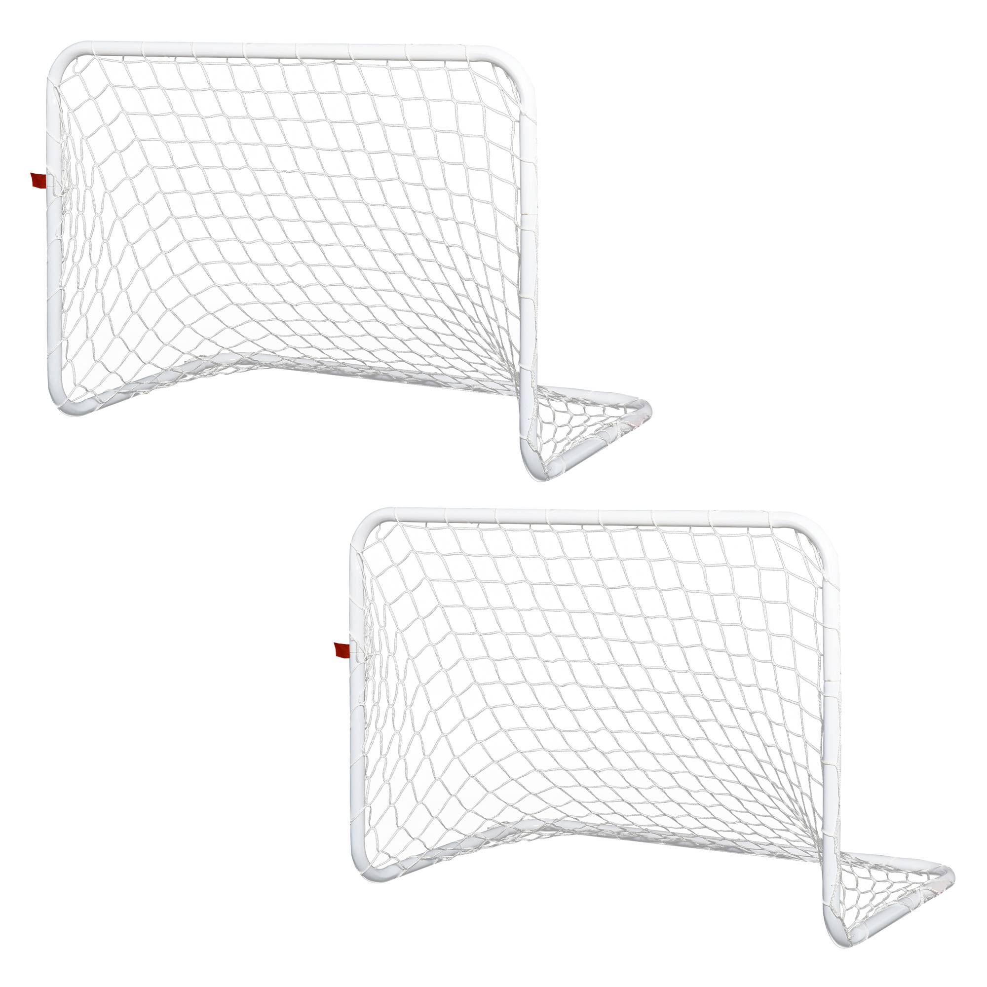 Homcom - Set de 2 mini cages de football pour enfant - ballon, pompe, piquets inclus - 78L x 46l x 56H cm - métal blanc - HOMCOM - Imagen 1