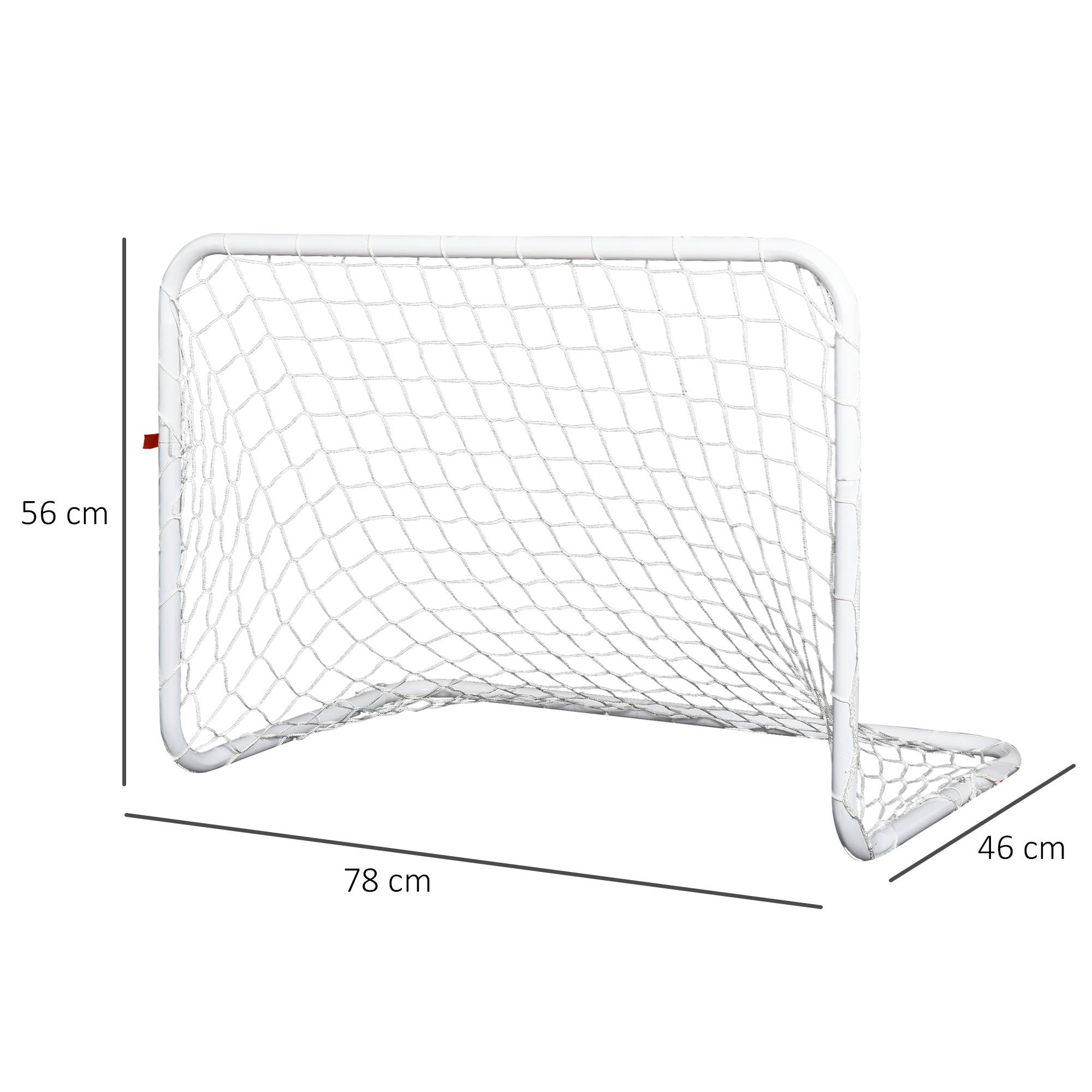 Homcom - Set de 2 mini cages de football pour enfant - ballon, pompe, piquets inclus - 78L x 46l x 56H cm - métal blanc - HOMCOM - Imagen 3