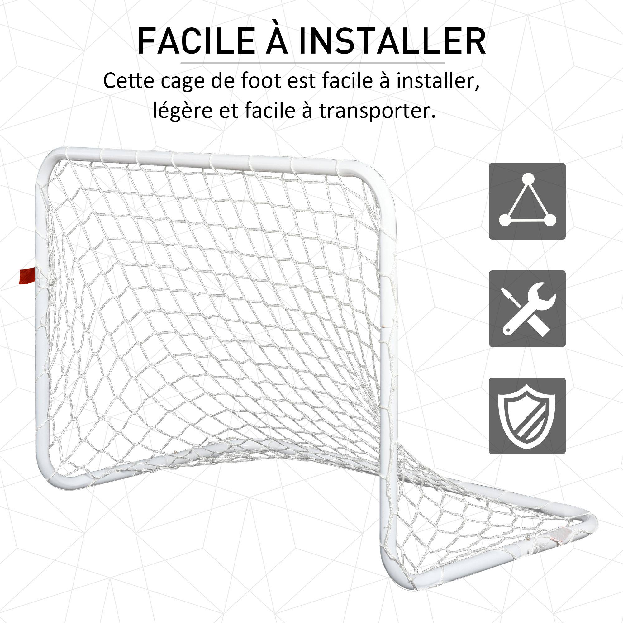 Homcom - Set de 2 mini cages de football pour enfant - ballon, pompe, piquets inclus - 78L x 46l x 56H cm - métal blanc - HOMCOM - Imagen 5
