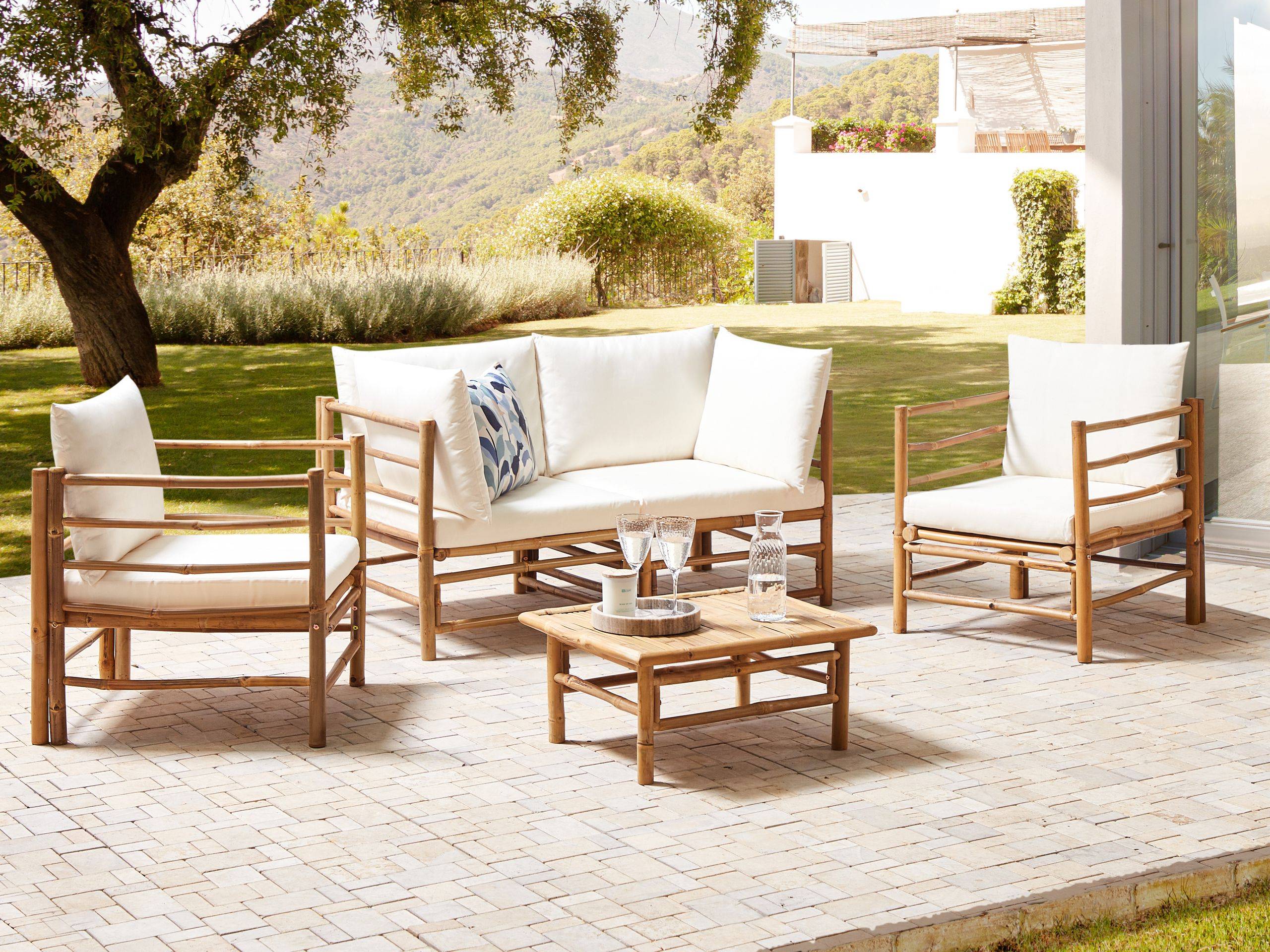 Beliani - Set de jardin, 4 Personnes Bambou Blanc cassé CERRETO - Beliani - Imagen 1