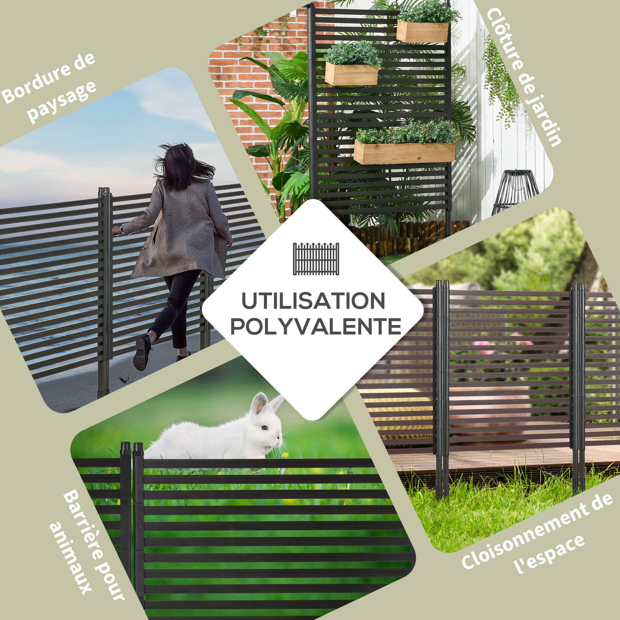 Outsunny - Clôture de jardin panneau en métal revêtement PE - dim. 93L x 22l x 150H cm - marron foncé - Outsunny - Imagen 4