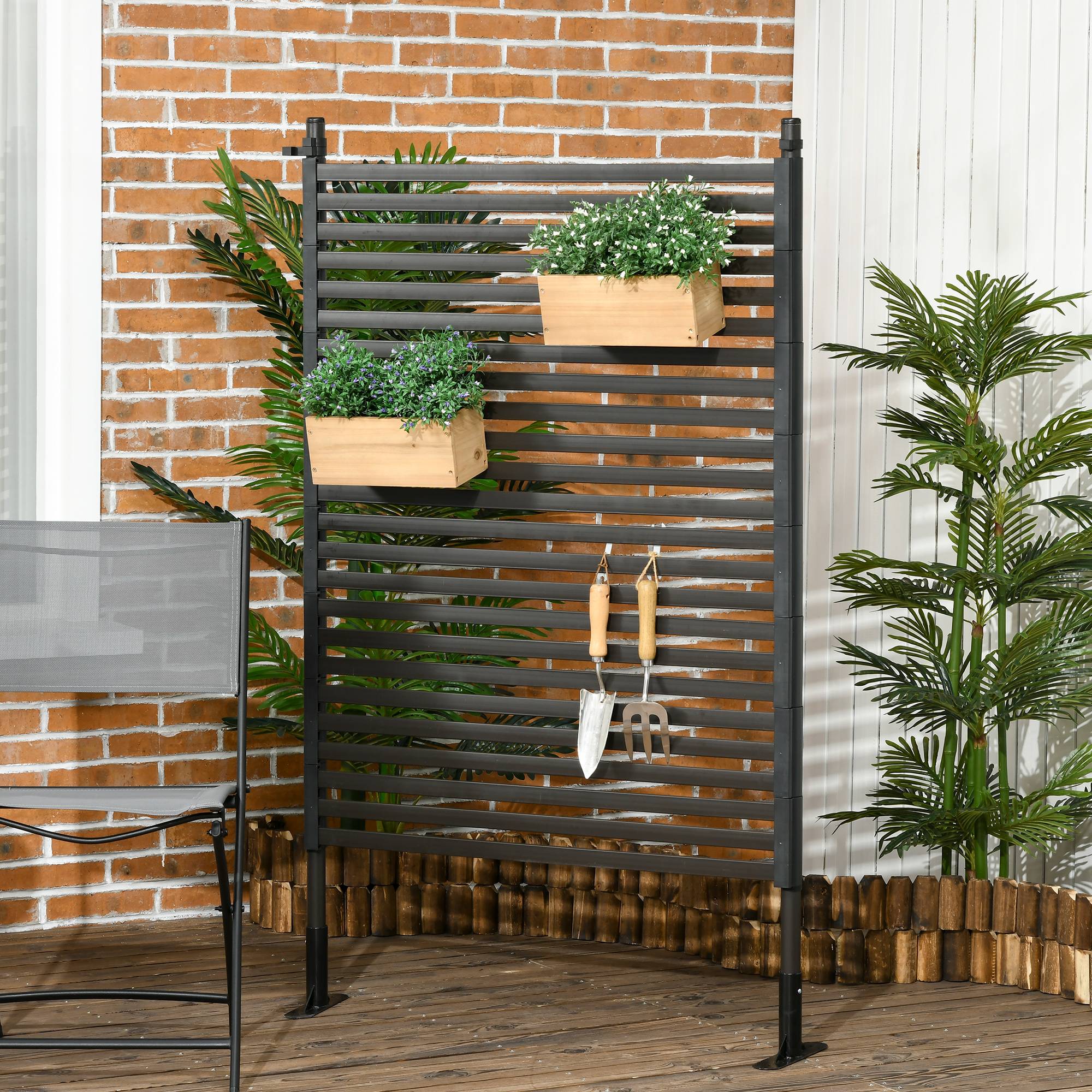 Outsunny - Clôture de jardin panneau en métal revêtement PE - dim. 93L x 22l x 150H cm - marron foncé - Outsunny - Imagen 5