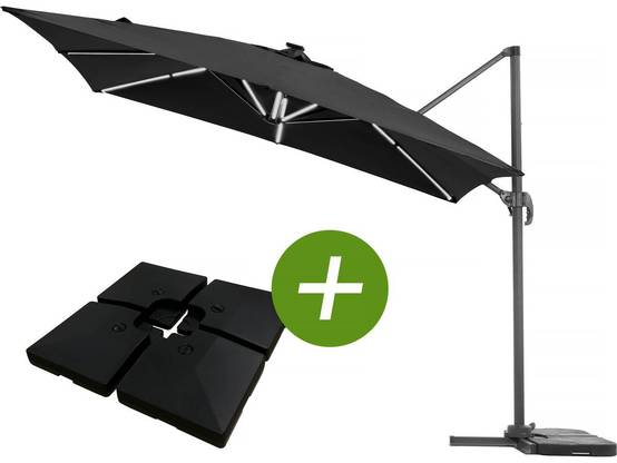 Parasol Jardin Déporté Led Alu "sun 4 Luxe" - Rectangle - 3 X 4 M - Dalles à Lester Incluses -habitat Et Jardin - Image 1