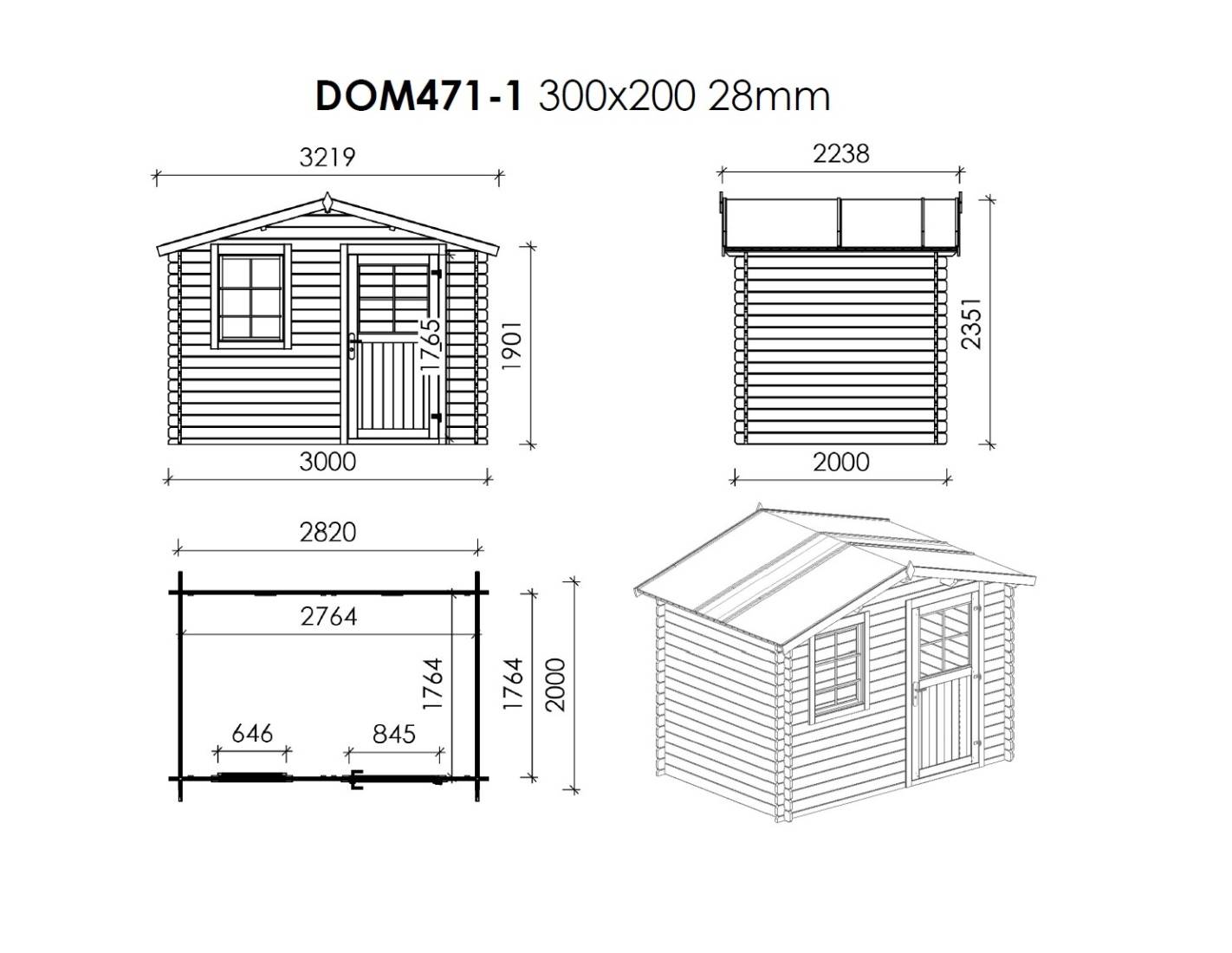 Altanka - Abri de jardin en bois - 3x2 m + terrasse avec balustrade et avant-toit en bois - 15 m2 - DOM472+DOM394+DOM395+POD04 - ALTANKA - Imagen 3