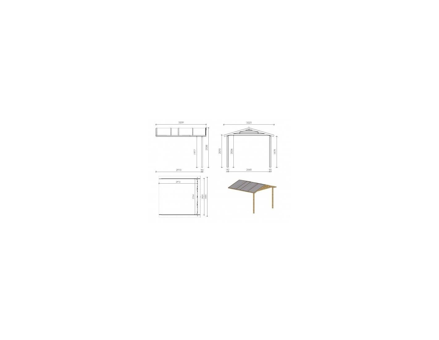 Altanka - Abri de jardin en bois - 3x2 m + terrasse avec balustrade et avant-toit en bois - 15 m2 - DOM472+DOM394+DOM395+POD04 - ALTANKA - Imagen 4