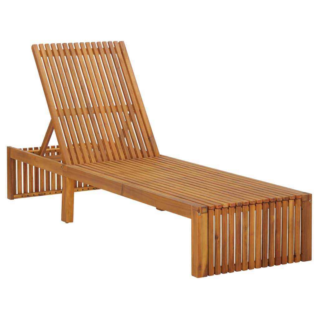 Helloshop26 - Transat chaise longue bain de soleil lit de jardin terrasse meuble d'extérieur bois d'acacia solide - Imagen 1