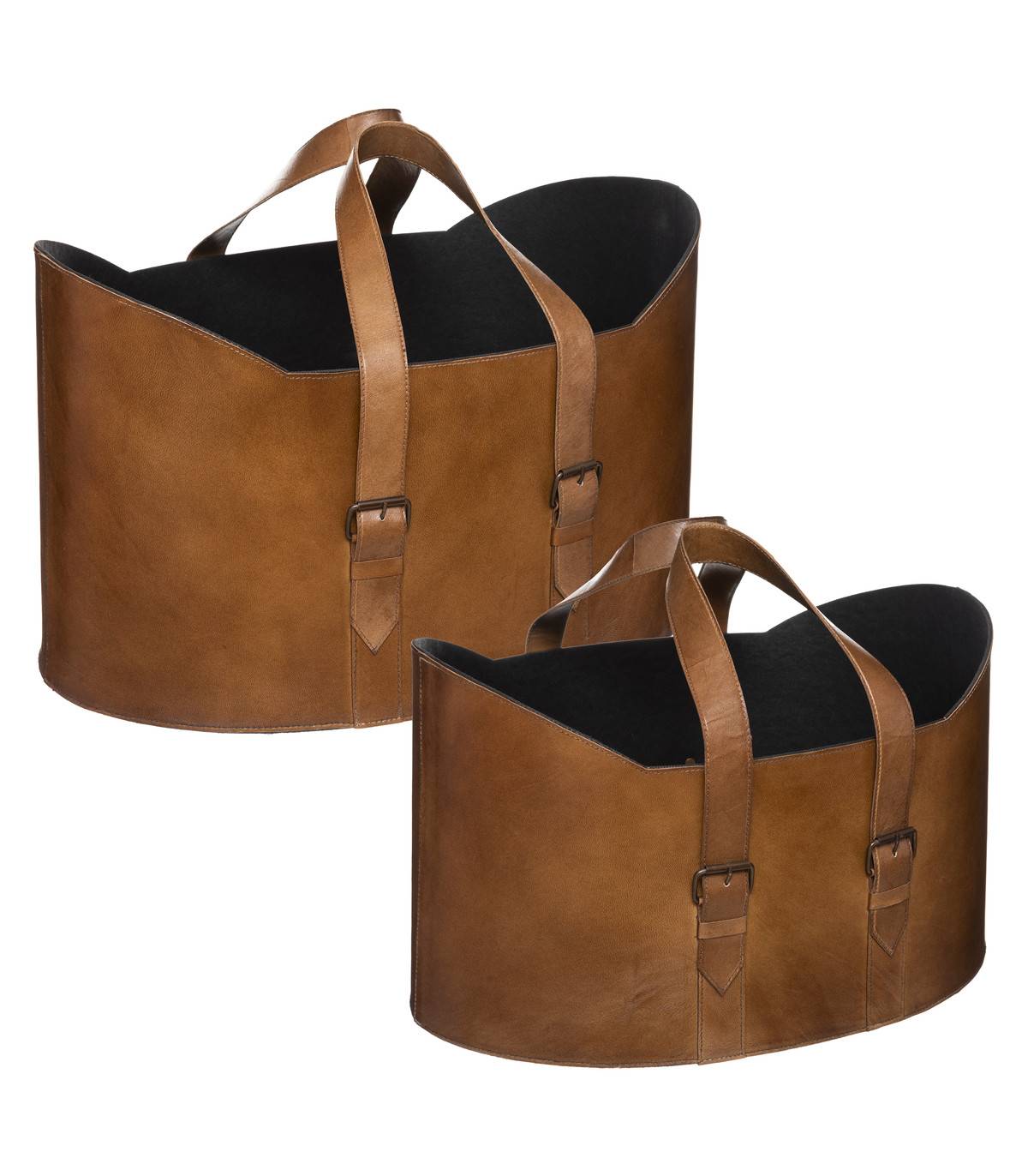 Lot de 2 Paniers en Cuir naturel Marron - Imagen 1
