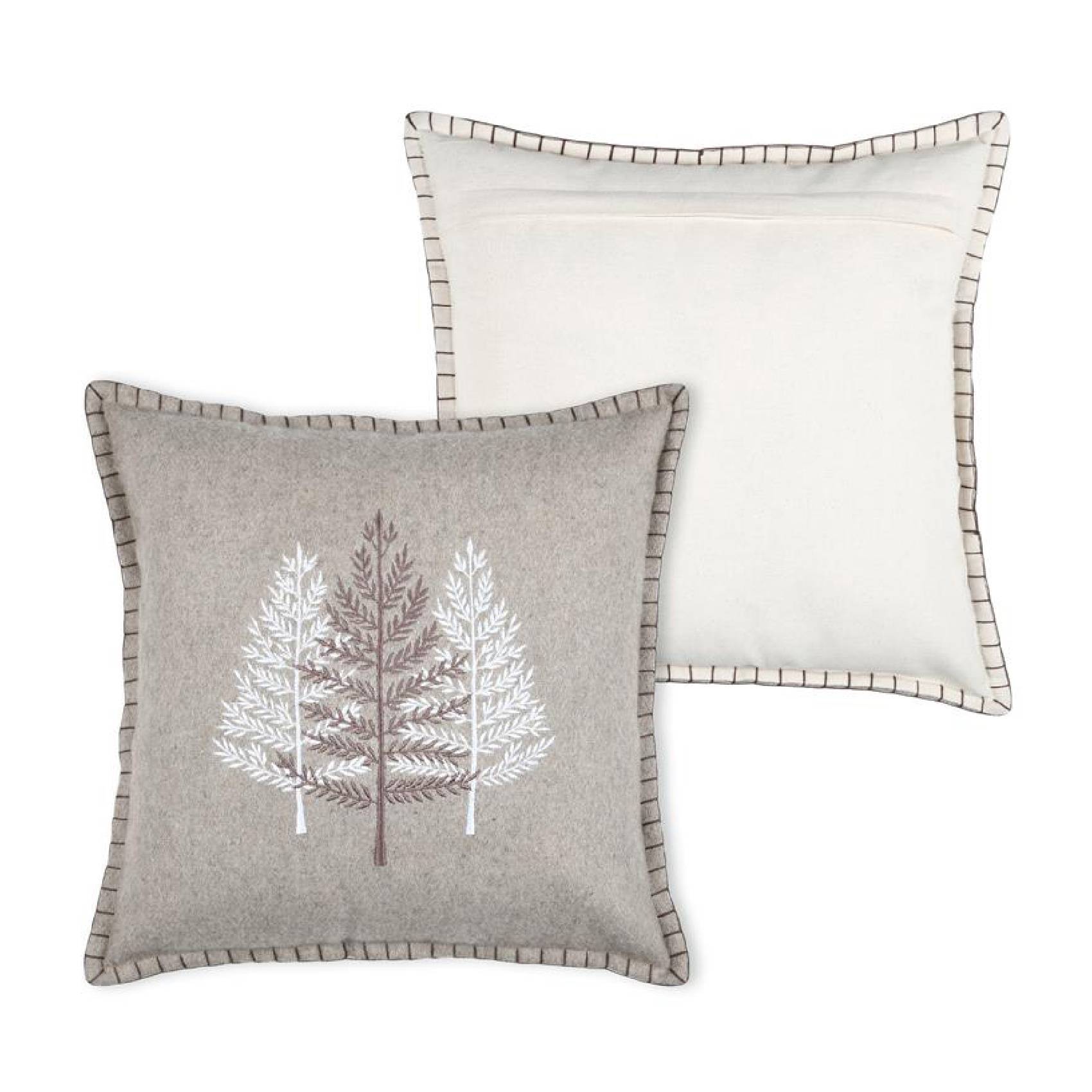 Lovely Casa - Coussin style montagne en velours de coton brodé - LOVELY CASA - Imagen 1