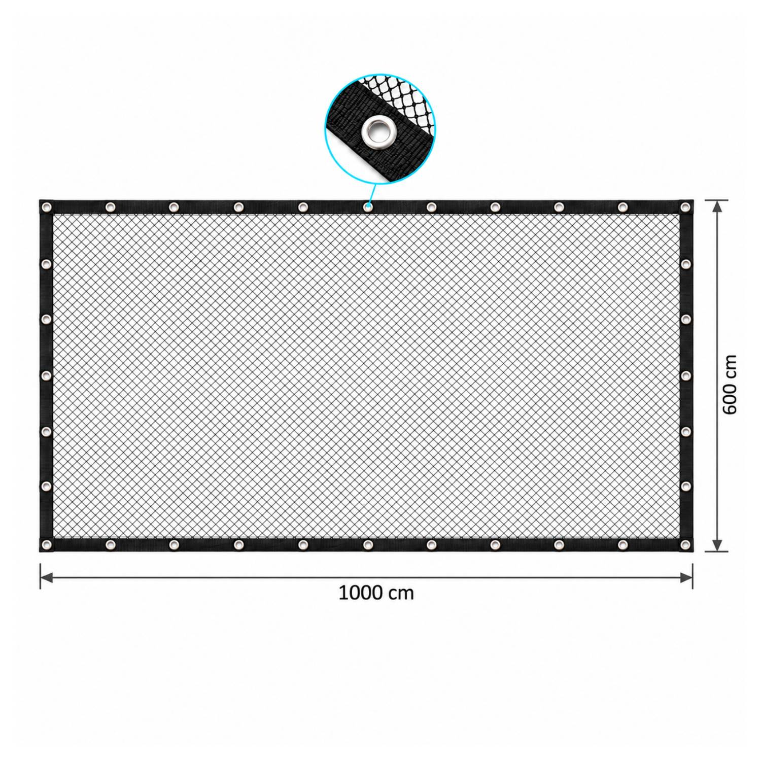 COVER NET filet bassin 10x6m - maille 10mm - Noir/Vert - avec piquets - Image 4